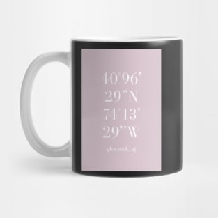 Glen Rock New Jersey Longitude and Latitude Pink Mug